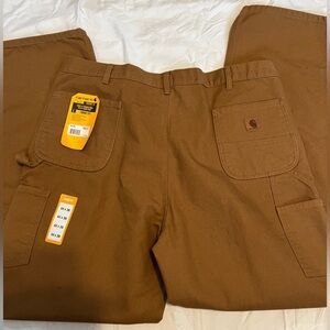 Carhartt Mens 44x36 Brown Loose Fit Canvas Work Pants B11 New With Tags